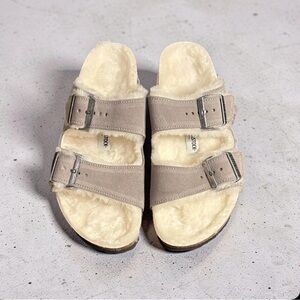 Birkenstock Stone Coin Arizona Fur Sandals